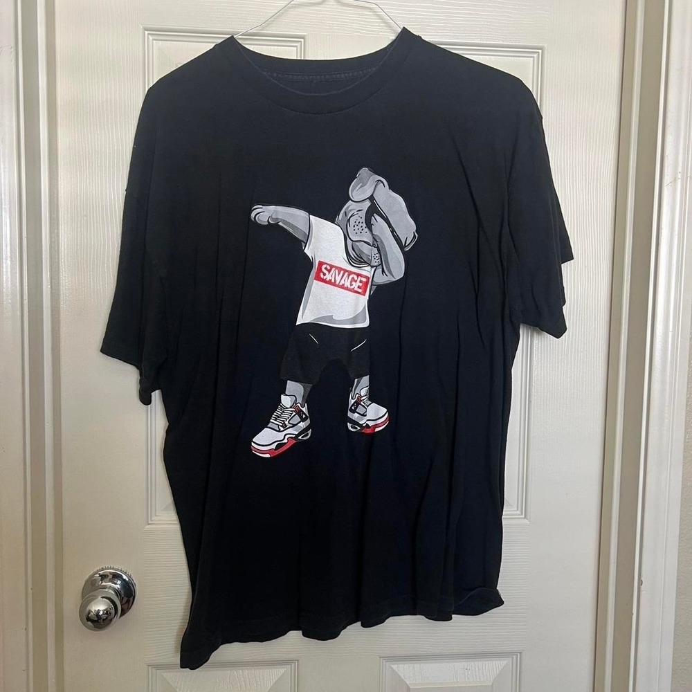 Black cotton t-shirt with graphic design